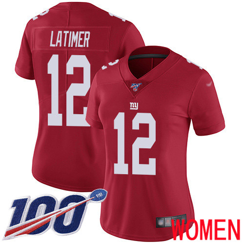 Women New York Giants #12 Cody Latimer Red Limited Red Inverted Legend 100th Season Football NFL Jersey->women nfl jersey->Women Jersey